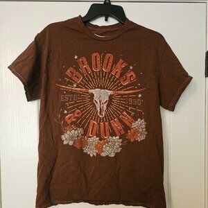 Brooks & Dunn Longhorn Skull Boyfriend Fit Girls T-Shirt Size S